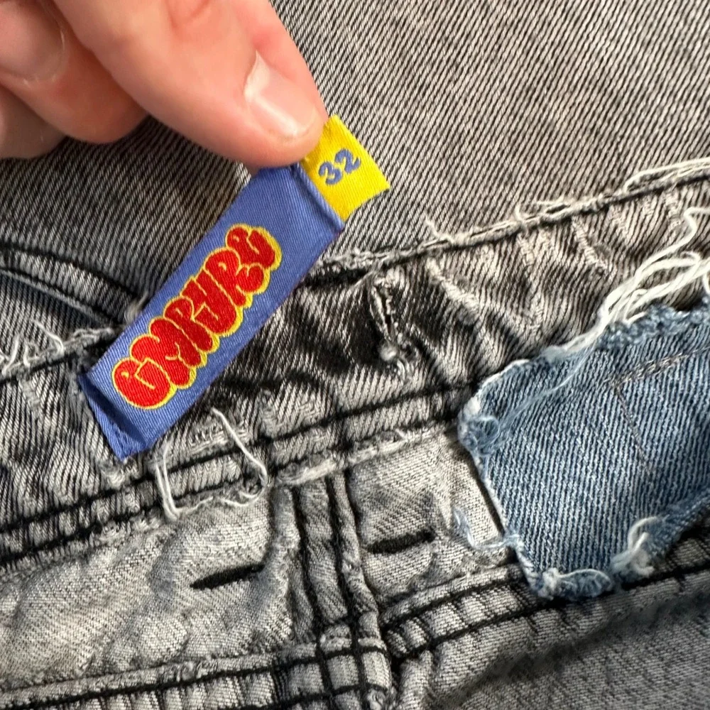 Empyre Loose Fit Skate Jeans Grey Washed Baggy Wide Leg Denim Mens 32 Y2K Style - Picture 10 of 11
